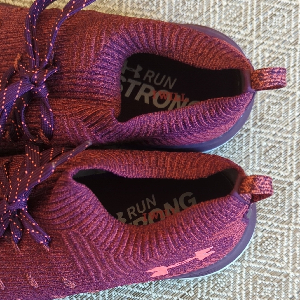 Under Armour Slingflex Rise Women's Merlot Rustic Red Knit Sneakers - Picture 7 of 8
